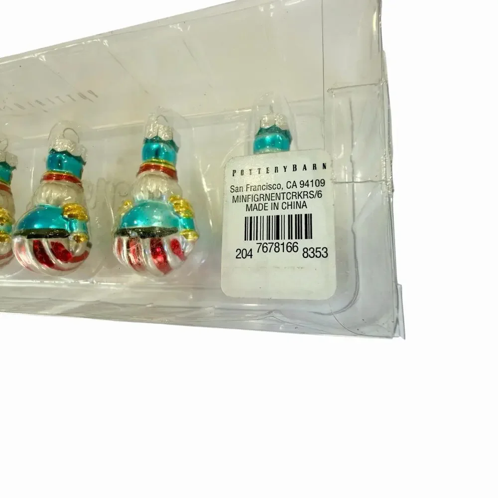 Pottery Barn Mini Mercury Glass Nutcracker Soldier Ornaments Set of 6 New In Box